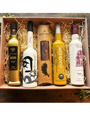 Estuches Regalo Estuches Regalo 4 Botellas AOVE + Salchichón Artemonte