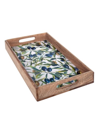 Bandeja Rectangular en madera motivos aceitunas