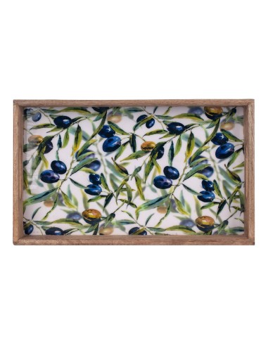 Bandeja Rectangular en madera motivos aceitunas