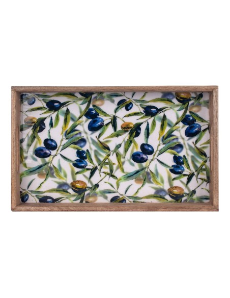 25182 BANDEJA RECTANGULAR EN MADERA MOTIVOS ACEITUNAS