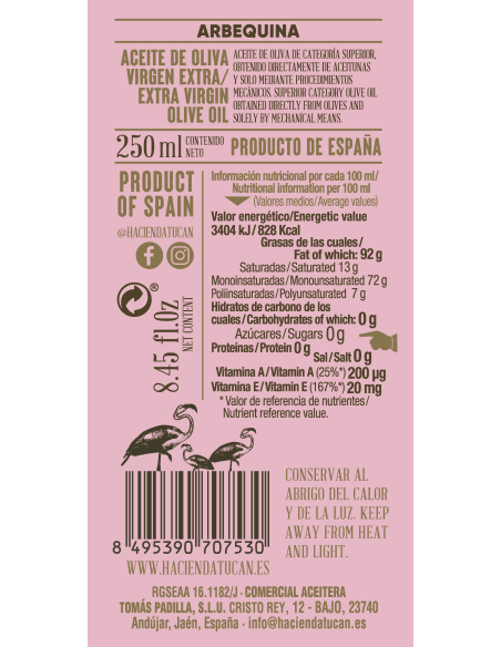 Lata AOVE Hacienda Tucán Arbequina 250ml - Aceite Tucán