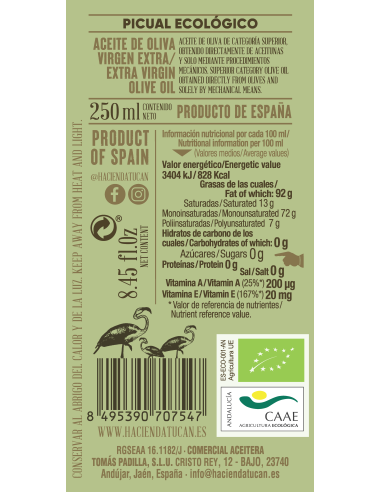 Lata AOVE Hacienda Tucán Picual 250ml - Aceite Tucán