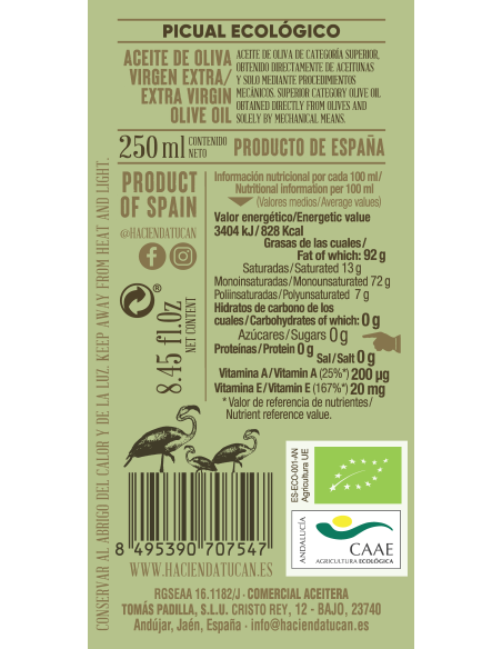 Lata AOVE Hacienda Tucán Picual 250ml - Aceite Tucán